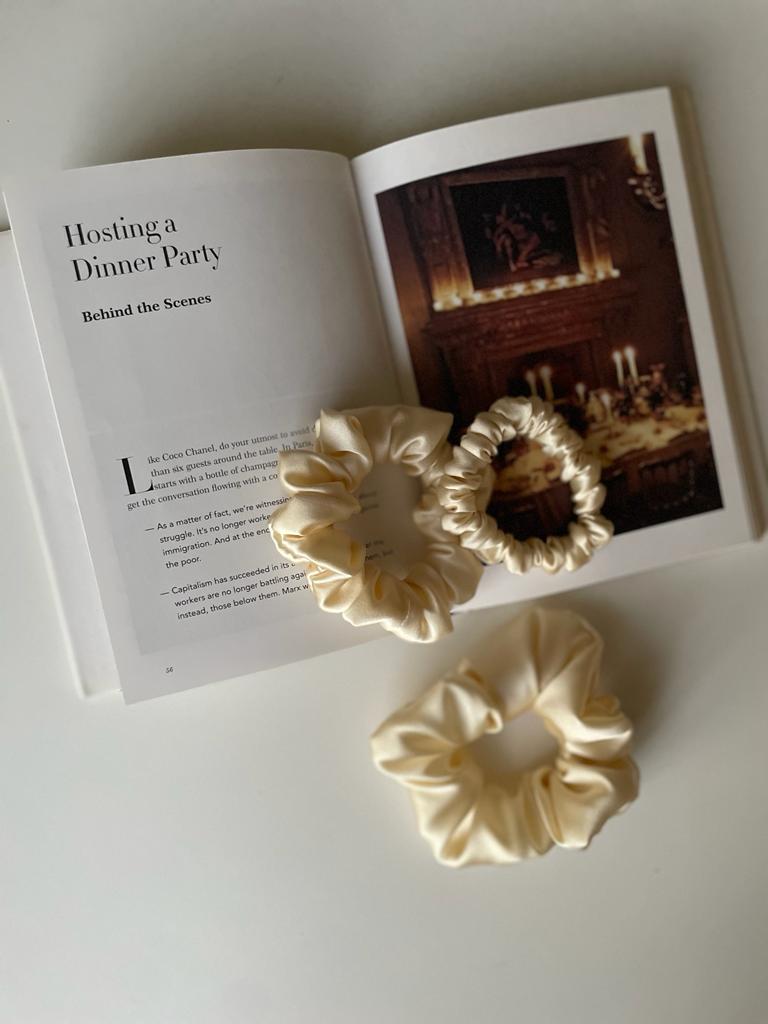 Natural silk scrunchie French Champagne Scrunchies Katrina Silks
