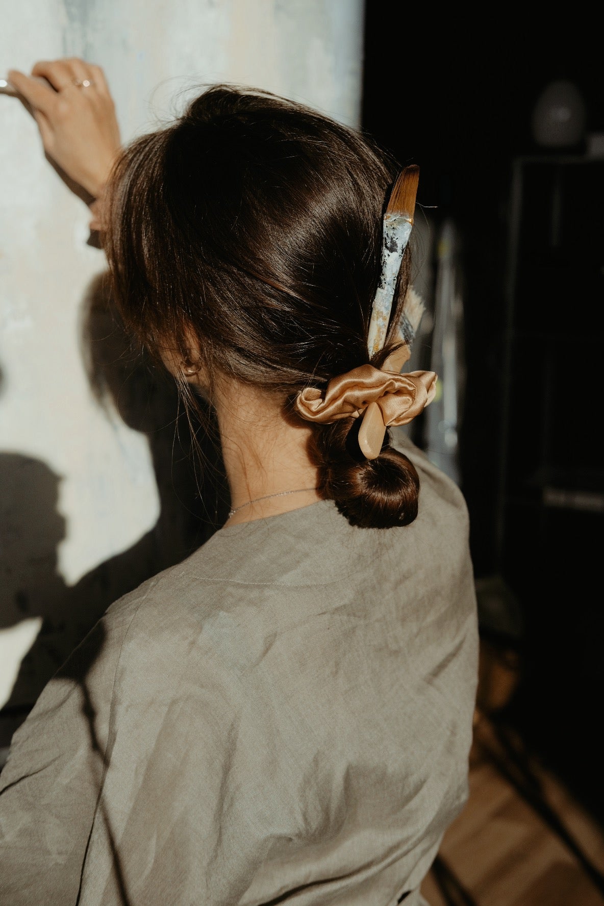 Natural silk scrunchie Golden Palm Scrunchies Katrina Silks