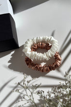 Load image into Gallery viewer, Set of 2 S size natural silk scrunchies - Morning Dawn &amp; White Pearl  Katrina Silks   
