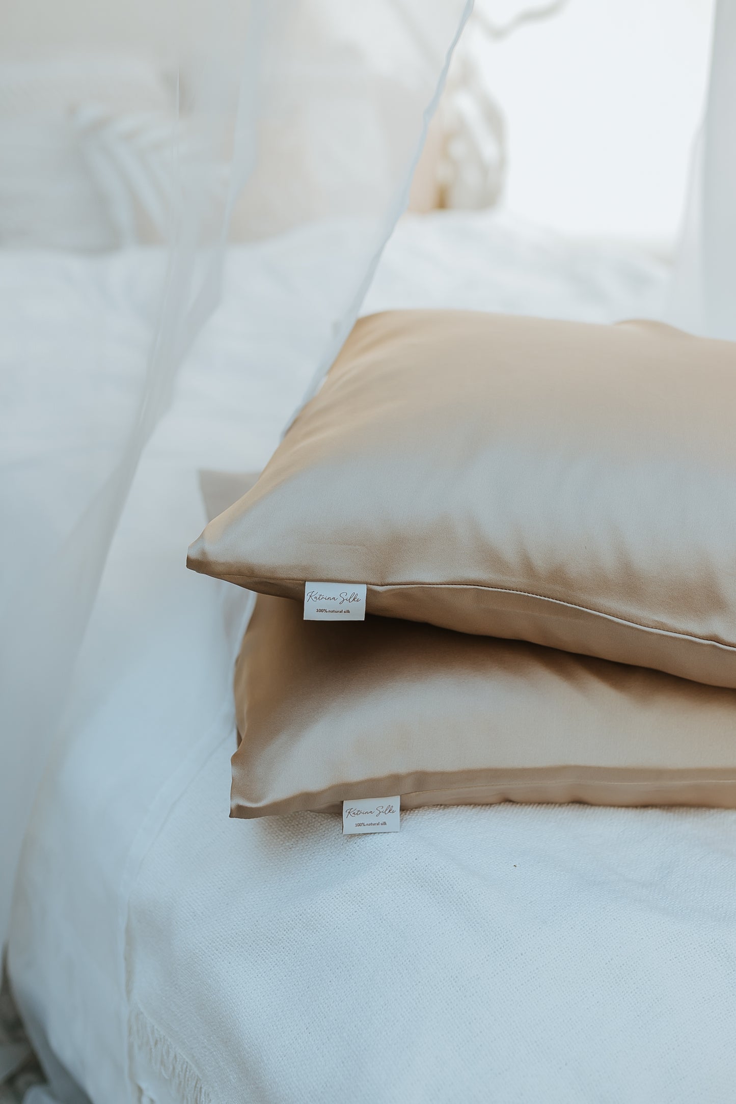 Natural silk pillowcase Porcelain Sand Pillowcases Katrina Silks
