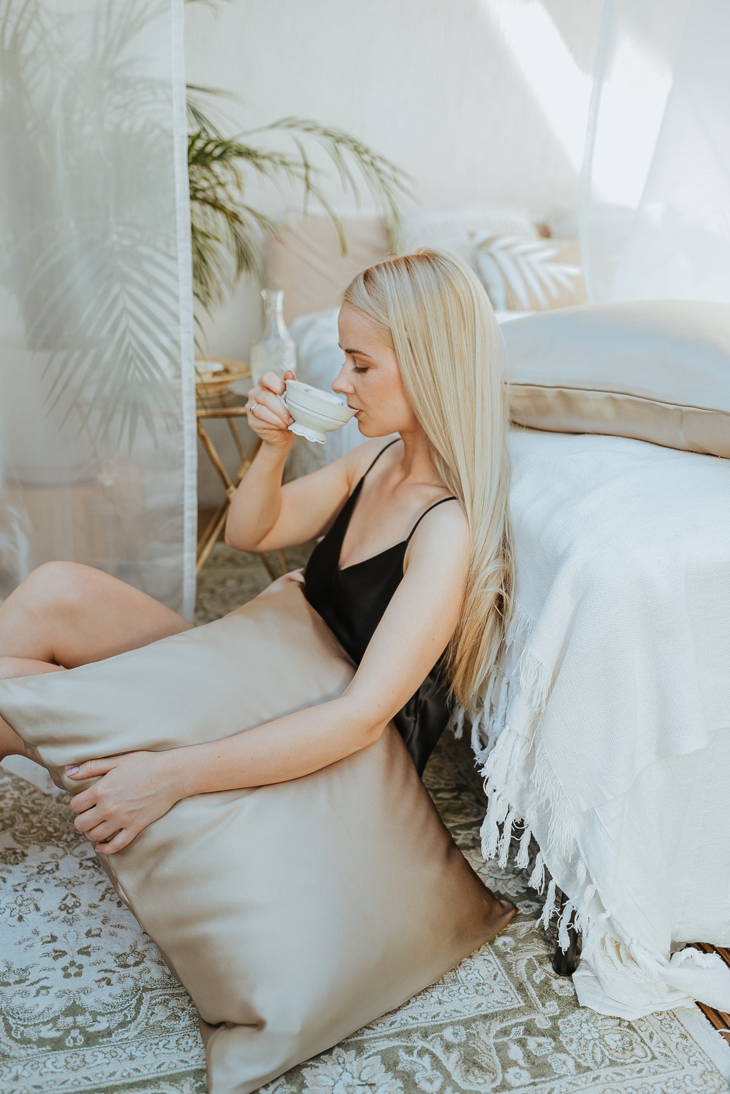 Natural silk pillowcase Porcelain Sand Pillowcases Katrina Silks