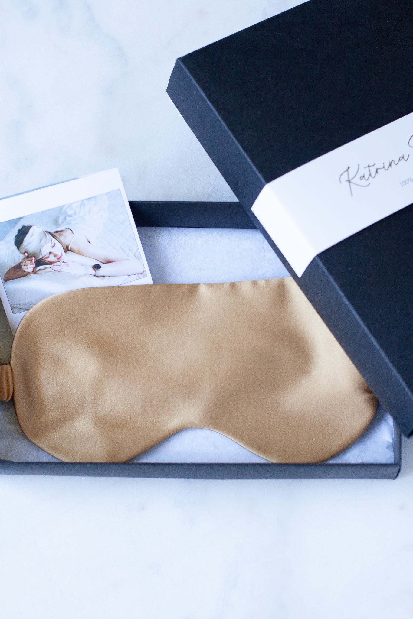 Natural silk eye mask in a gift box from Katrina Silks