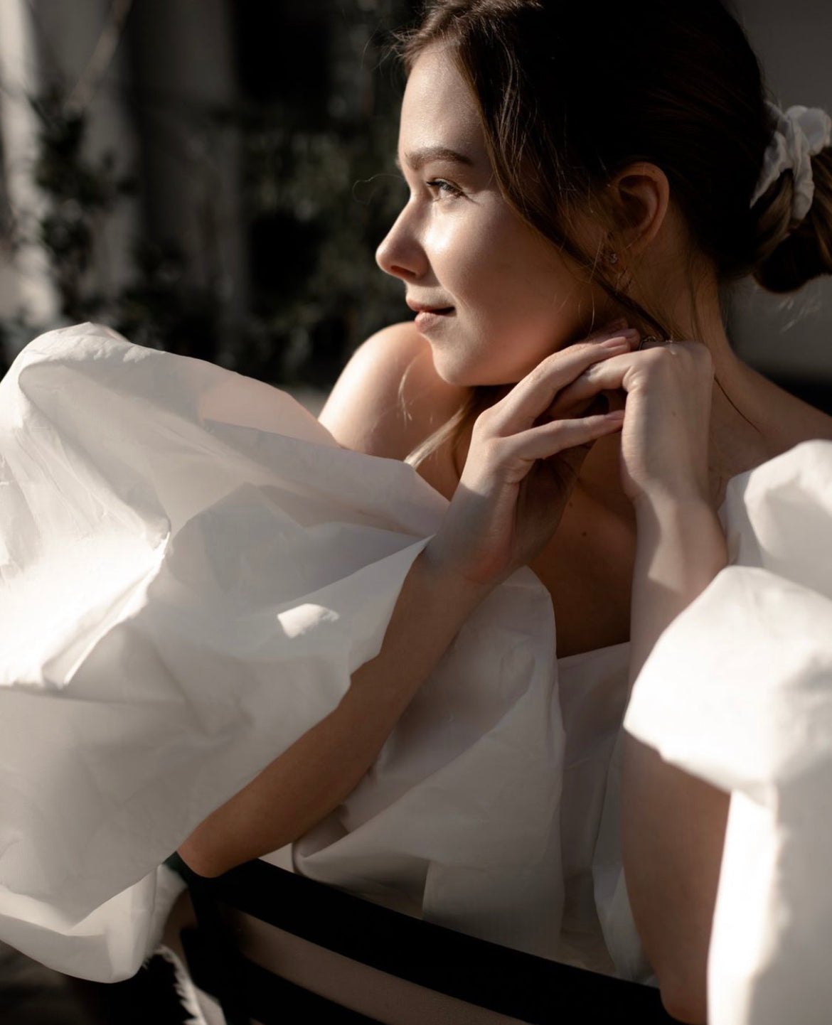 Natural silk scrunchie White Pearl Scrunchies Katrina Silks