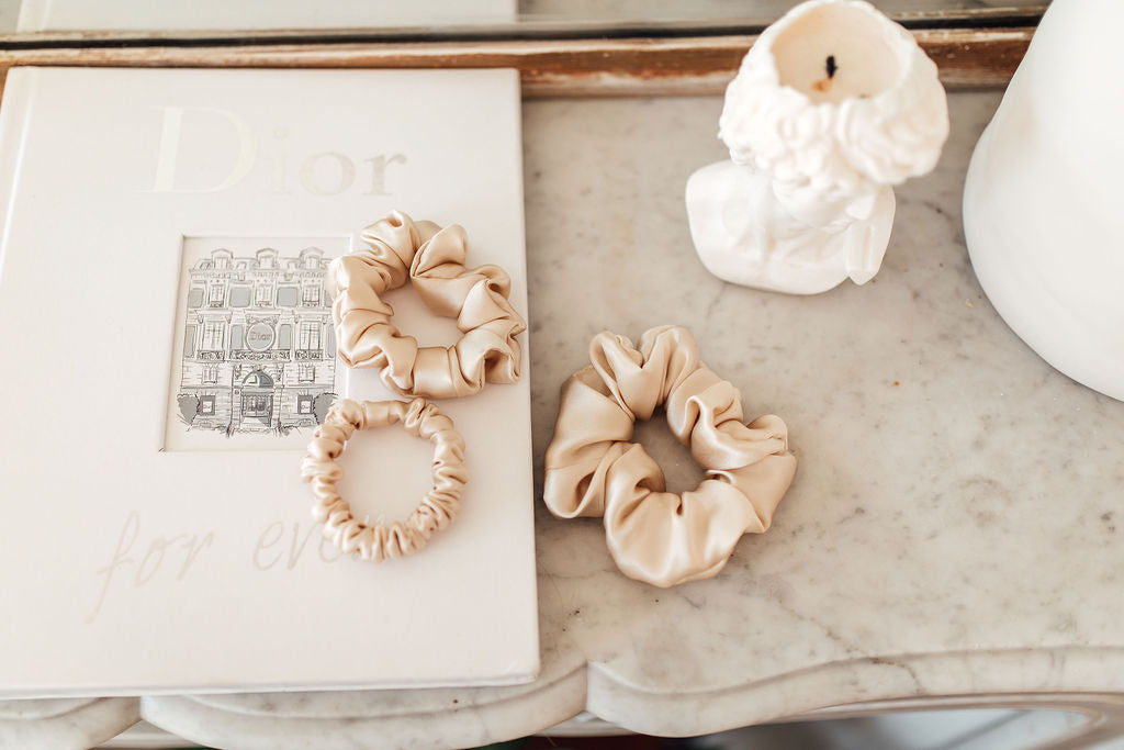 Natural silk scrunchie Cappuccino Beige Scrunchies Katrina Silks