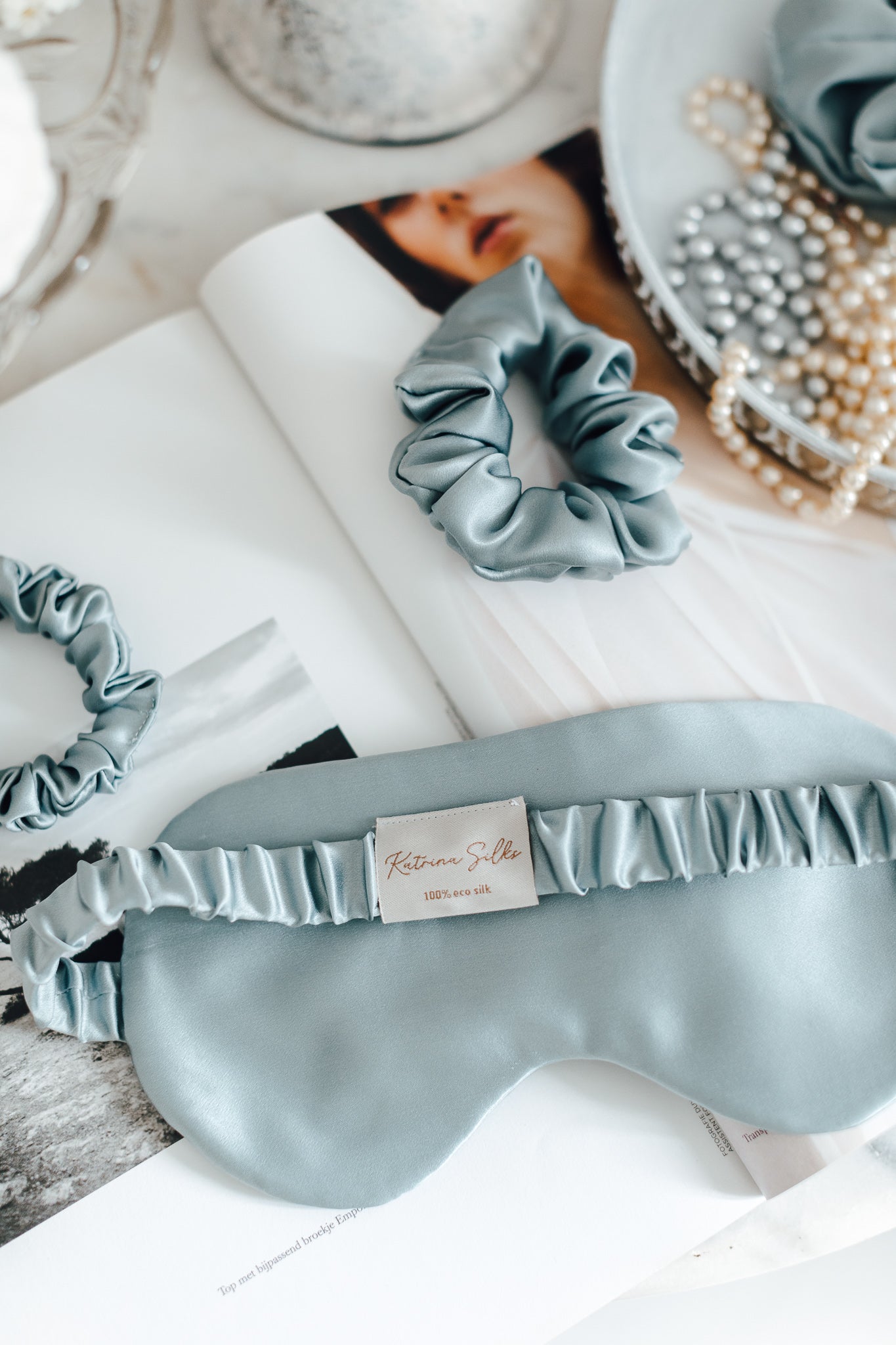 Natural silk eye mask Misty Blue Eye masks Katrina Silks