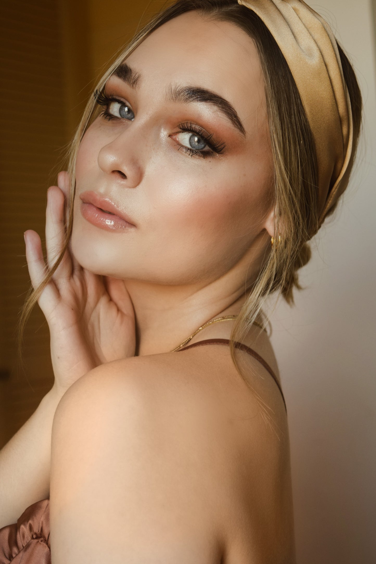 Natural silk Headband Golden Palm headband Katrina Silks