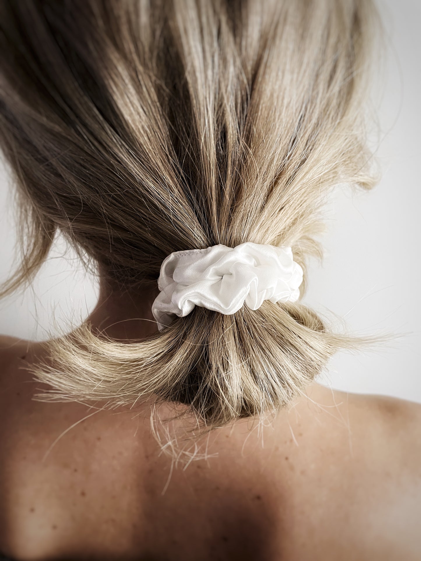 Natural silk scrunchie White Pearl Scrunchies Katrina Silks