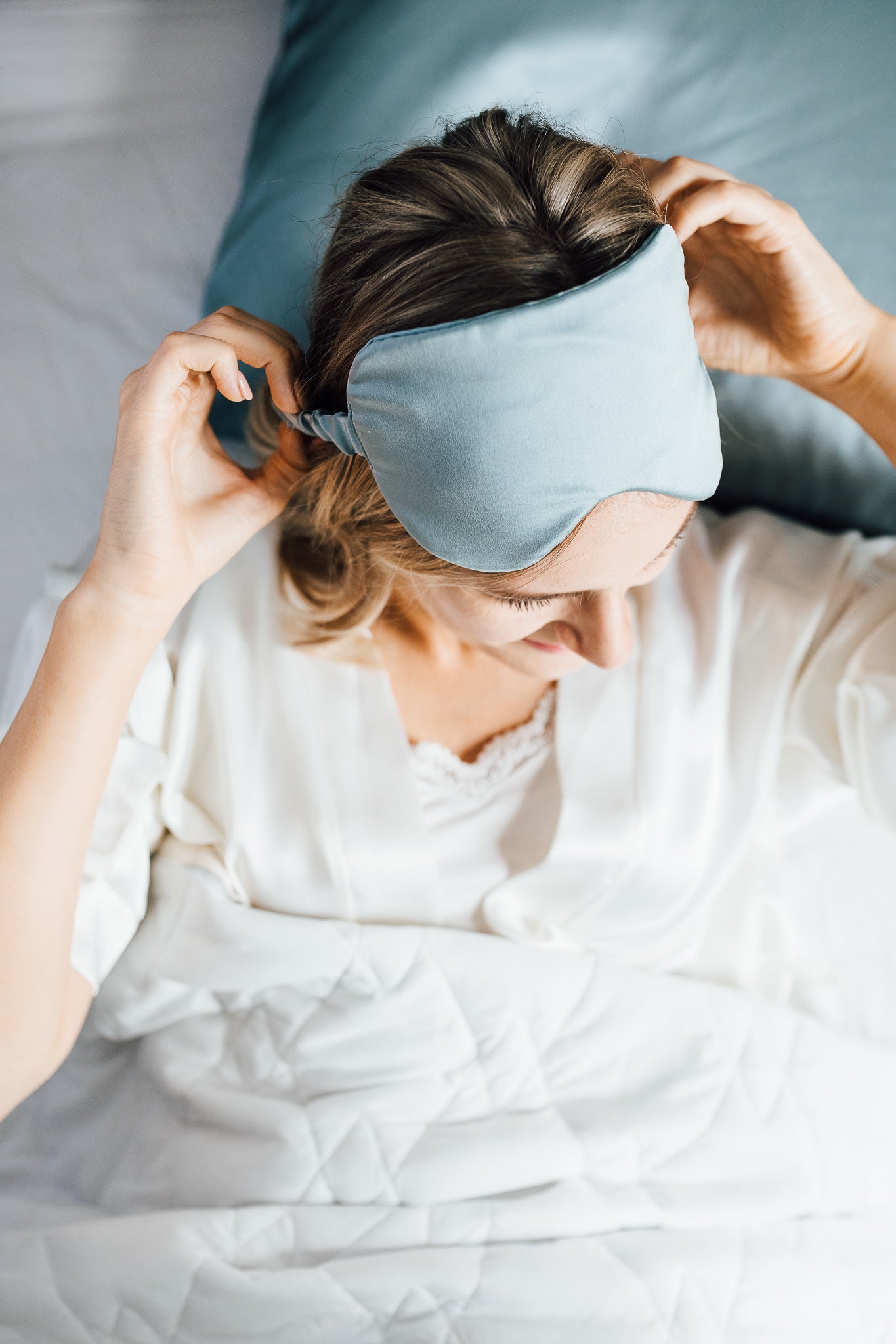 Natural silk eye mask Misty Blue Eye masks Katrina Silks