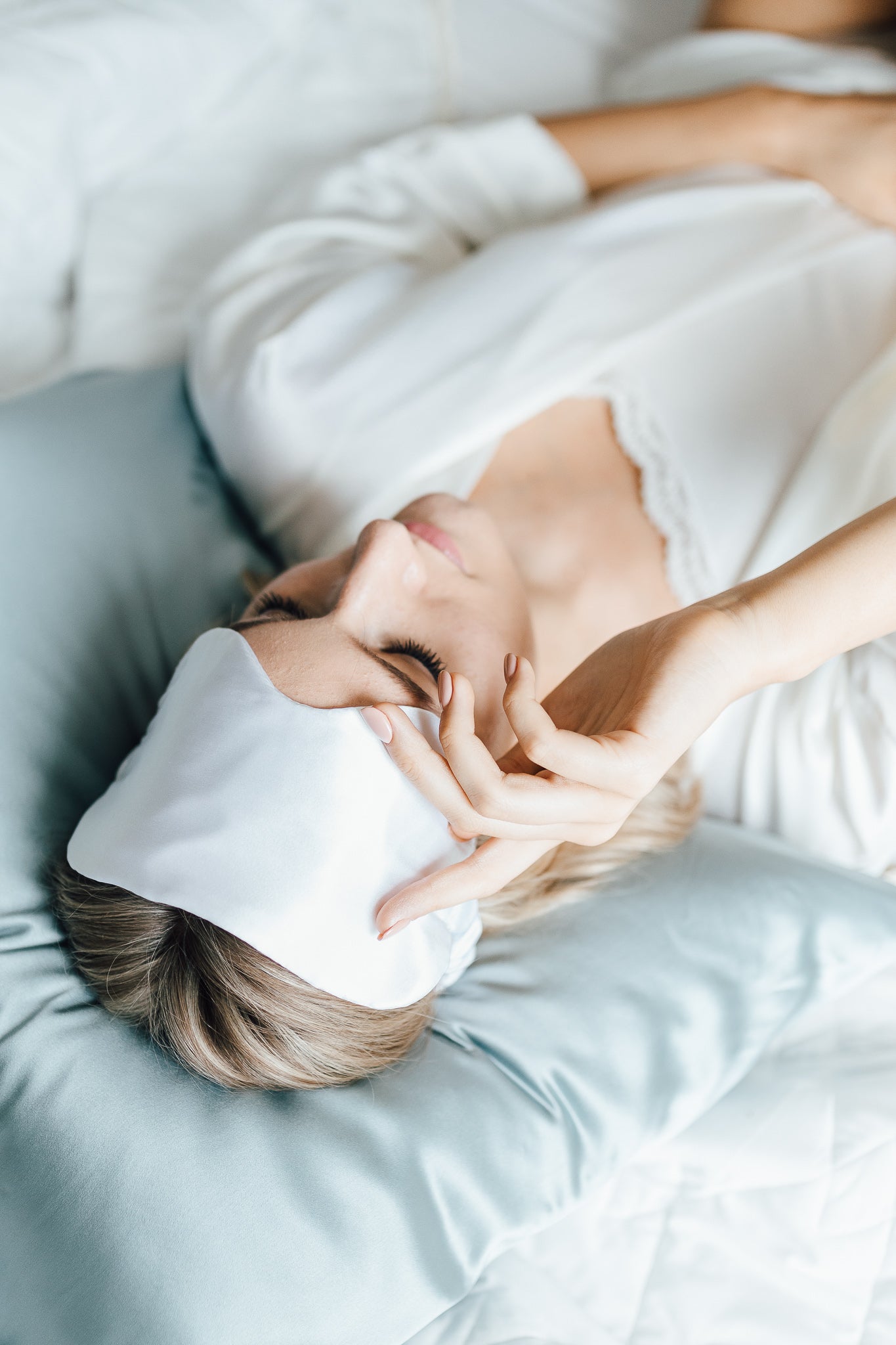 Natural silk eye mask White Pearl  Katrina Silks