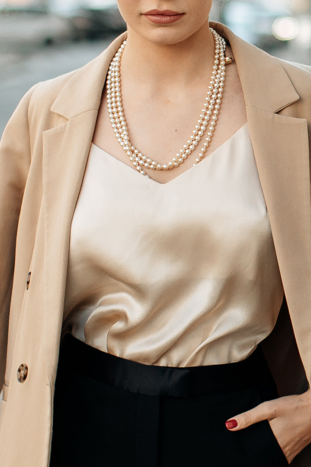 Natural silk top Cappuccino Beige Katrina Silks