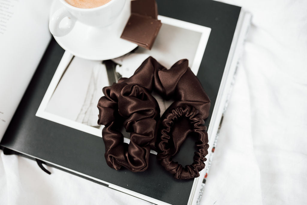 Natural silk scrunchie Chocolate Brown Katrina Silks