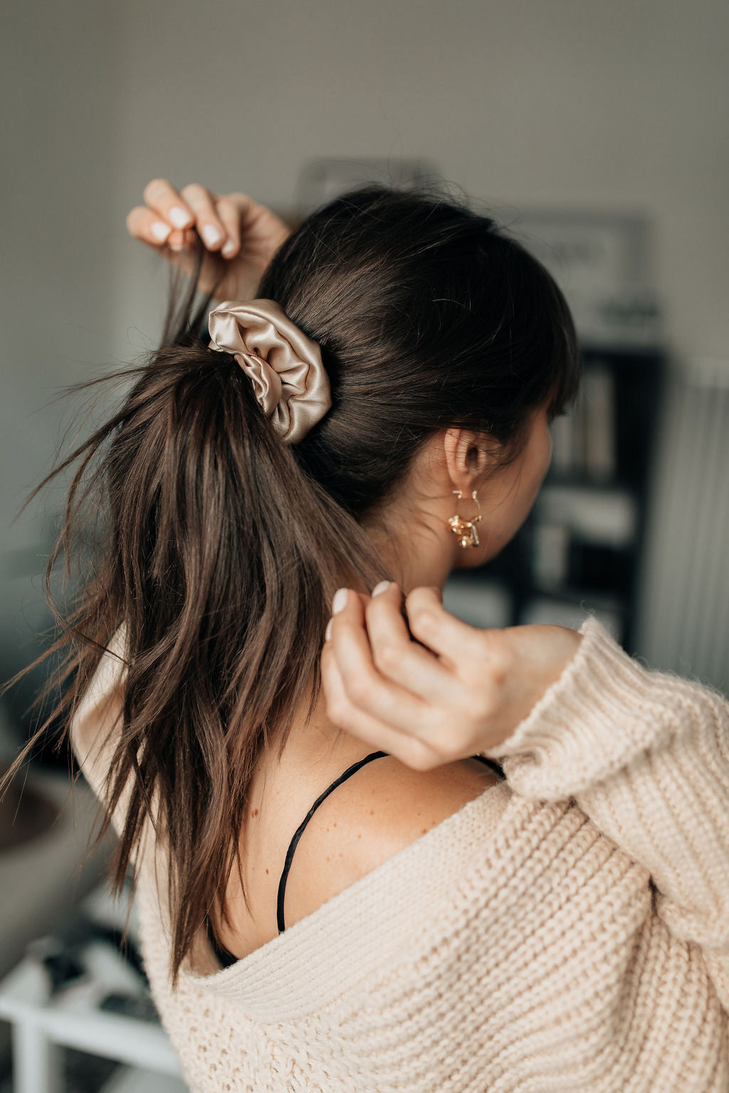 Natural silk scrunchie Porcelain Sand Scrunchies Katrina Silks
