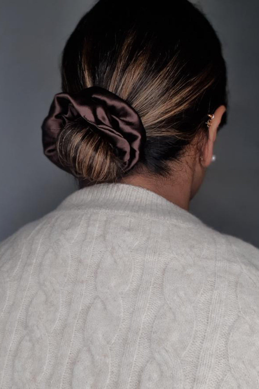 Natural silk scrunchie Chocolate Brown  Katrina Silks   