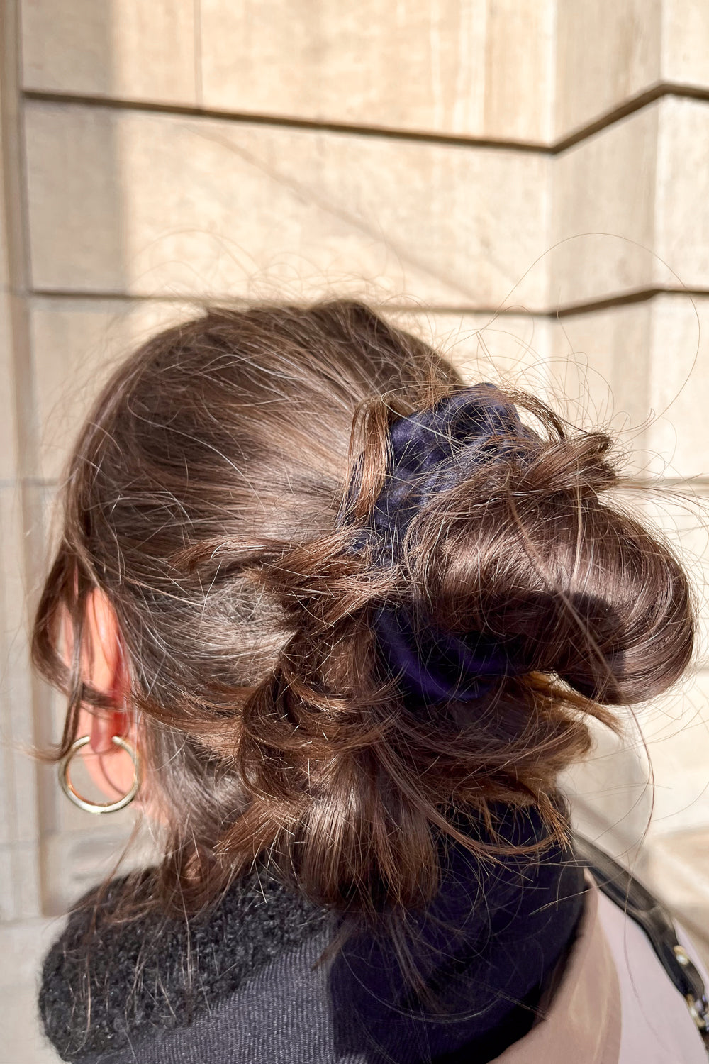Natural silk scrunchie Navy Blue