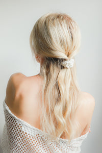 Natural silk scrunchie White Pearl Scrunchies Katrina Silks   