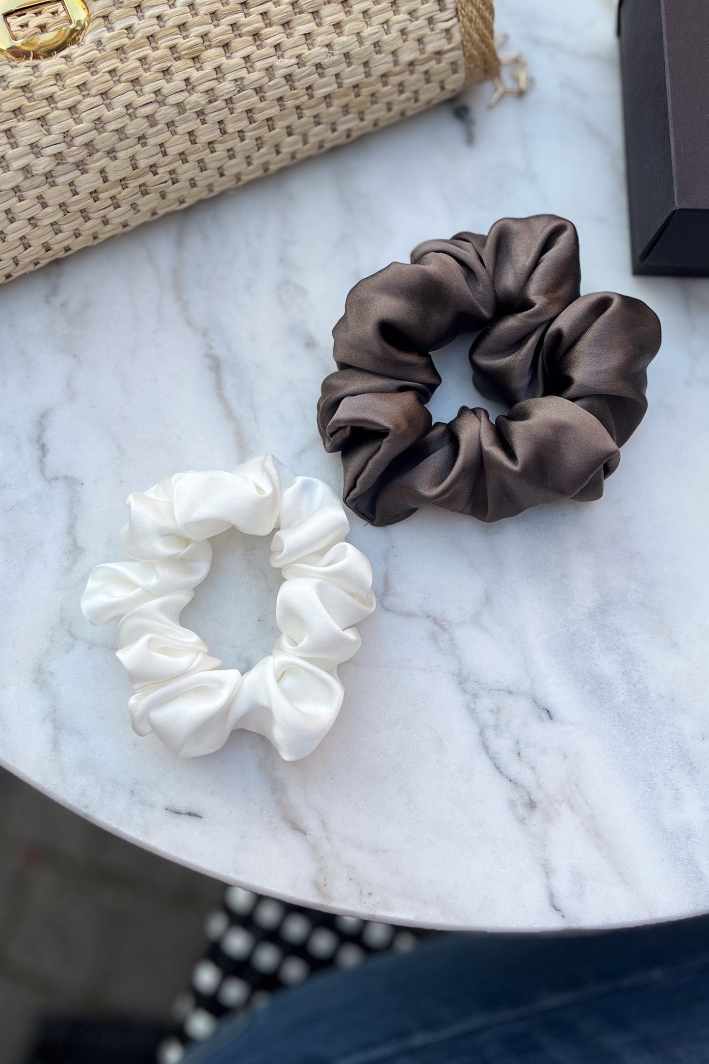 Set of 2 natural silk scrunchies M & L  Katrina Silks   