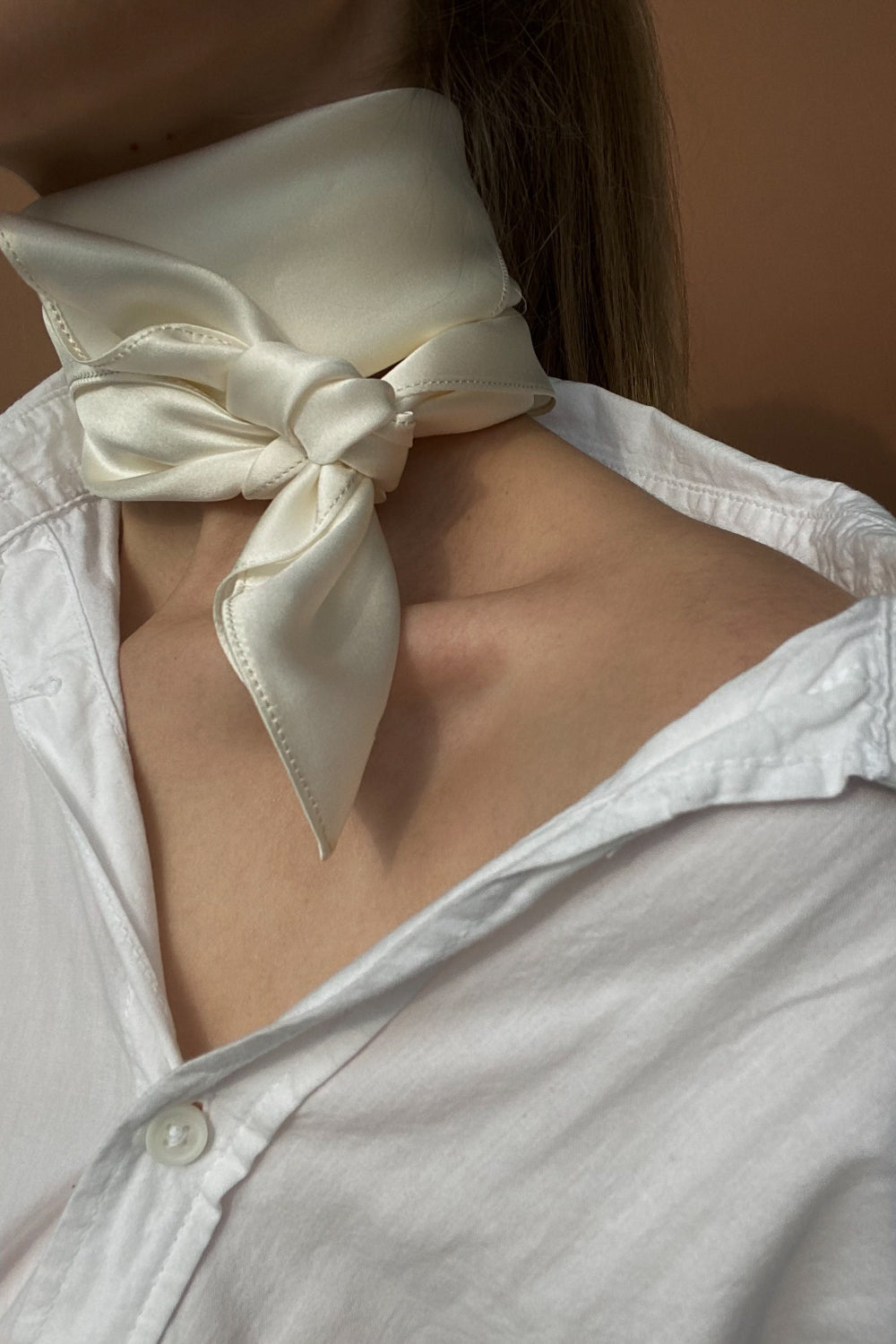 Natural silk scarf White Pearl