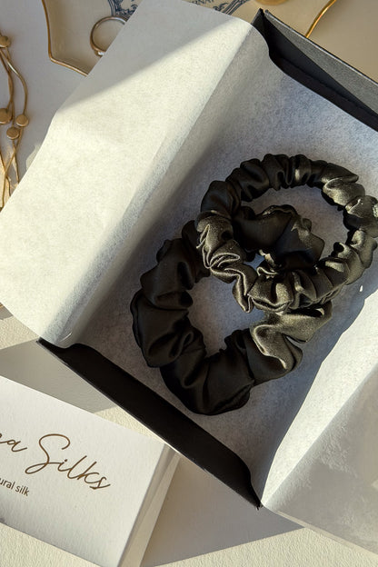 Natural silk scrunchie Deep Forest Green