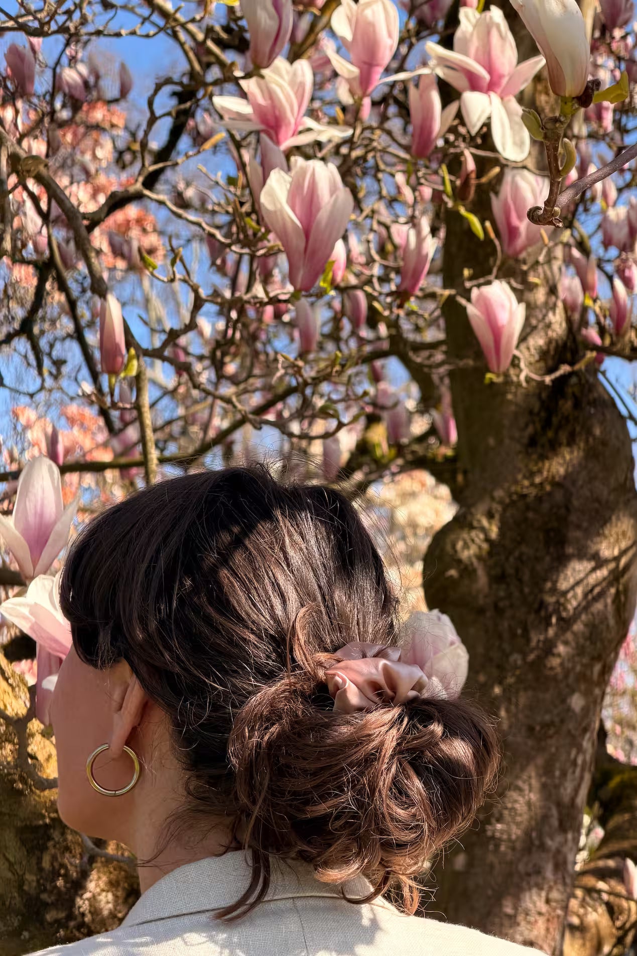 Natural silk scrunchie Magnolia Pink