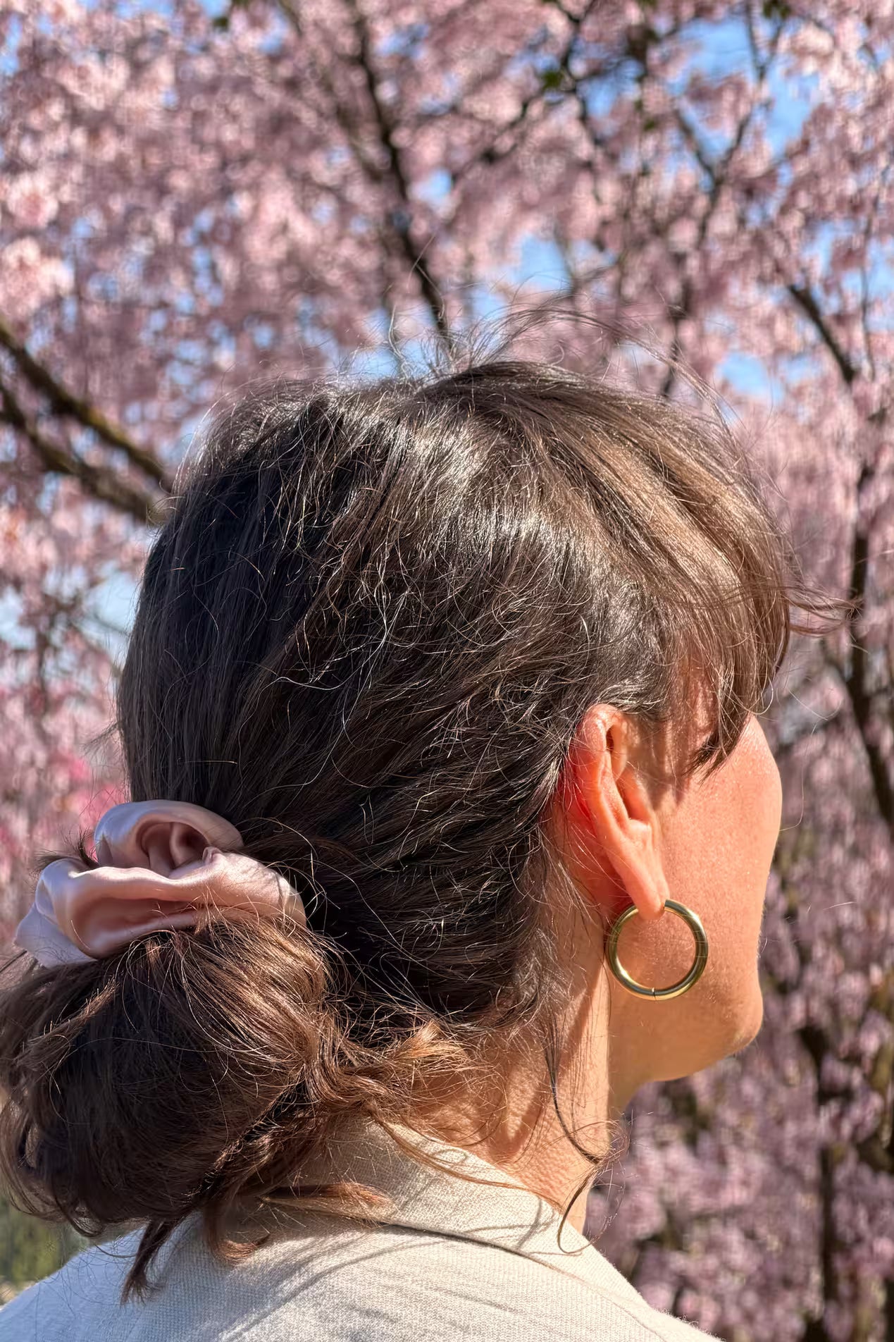 Natural silk scrunchie Magnolia Pink