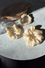 Load image into Gallery viewer, Set of 3 - natural silk scrunchie French Champagne
