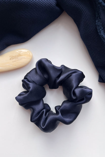 Natural silk scrunchie Navy Blue