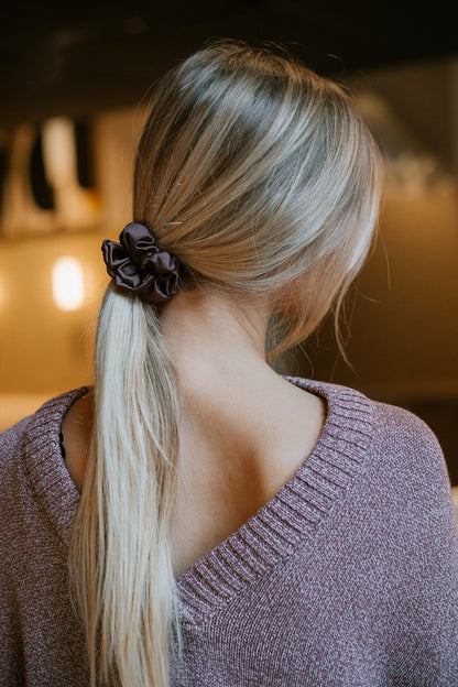 Natural silk scrunchie Chocolate Brown