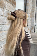 Load image into Gallery viewer, Natural silk scrunchie Chocolate Brown
