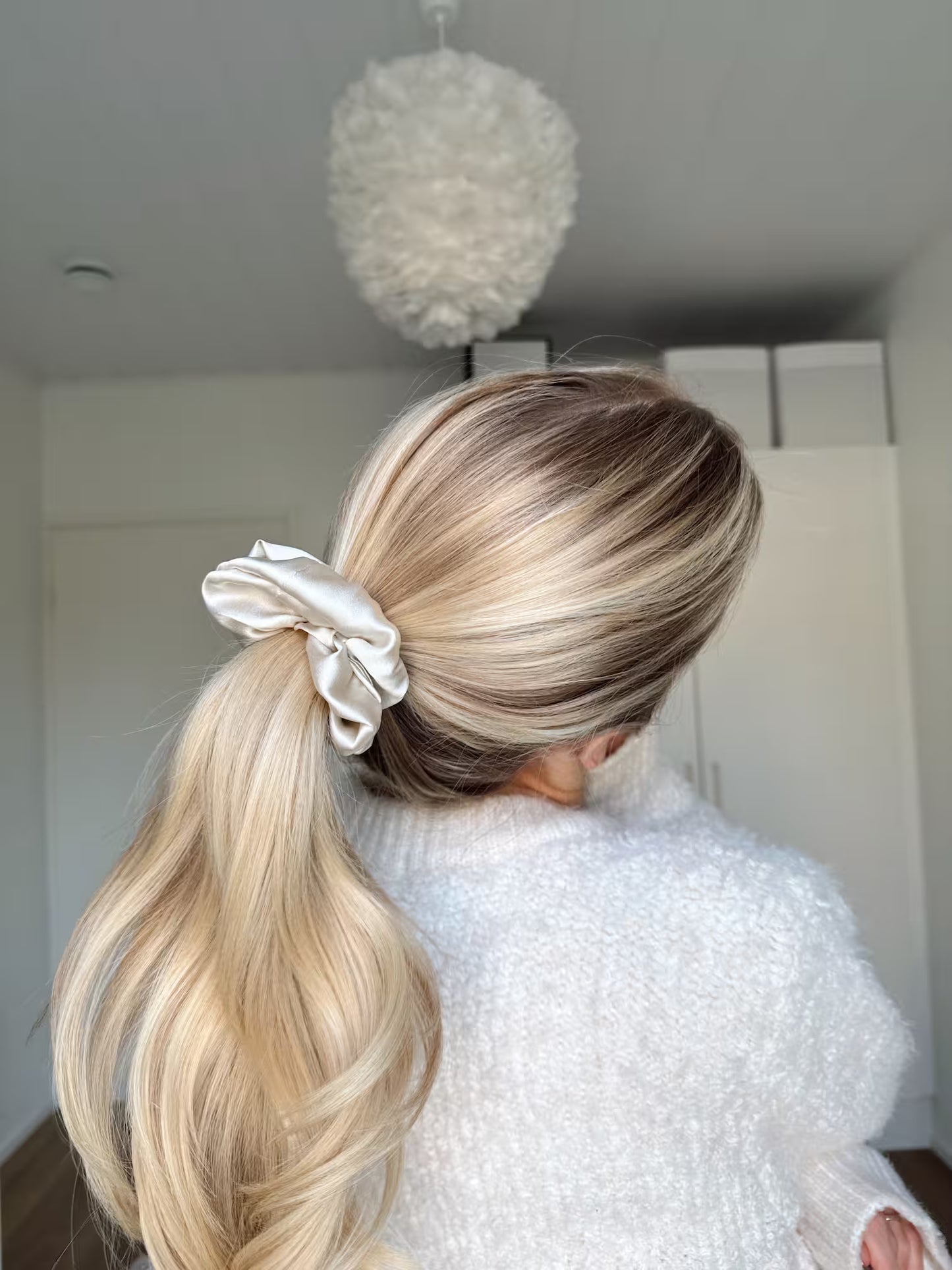 Natural silk scrunchie Cappuccino Beige