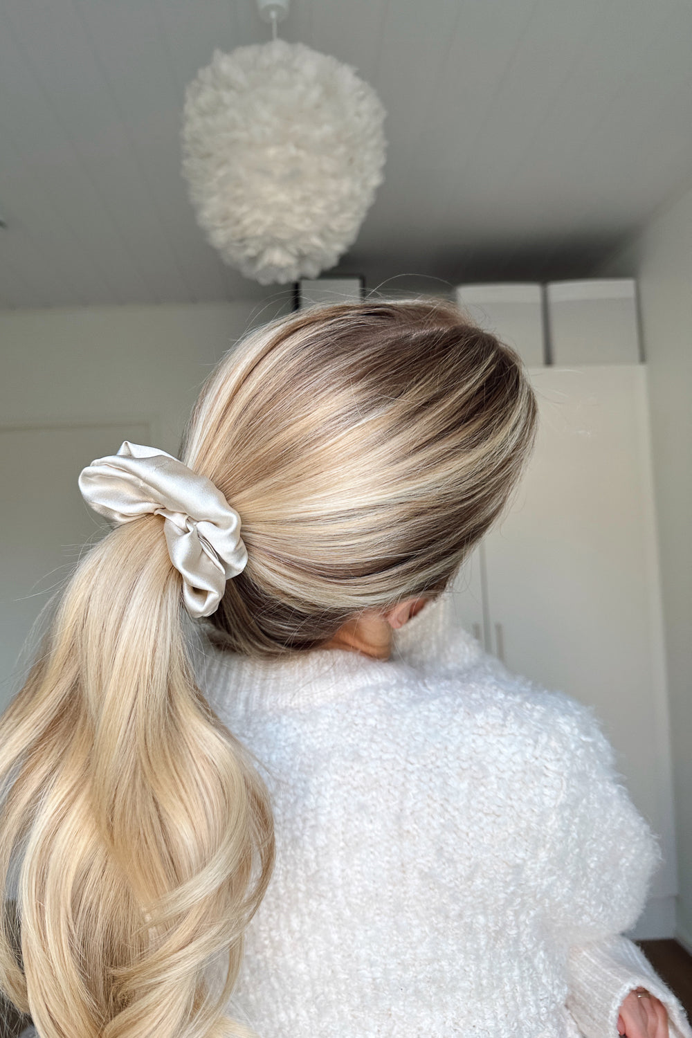Natural silk scrunchie Cappuccino Beige