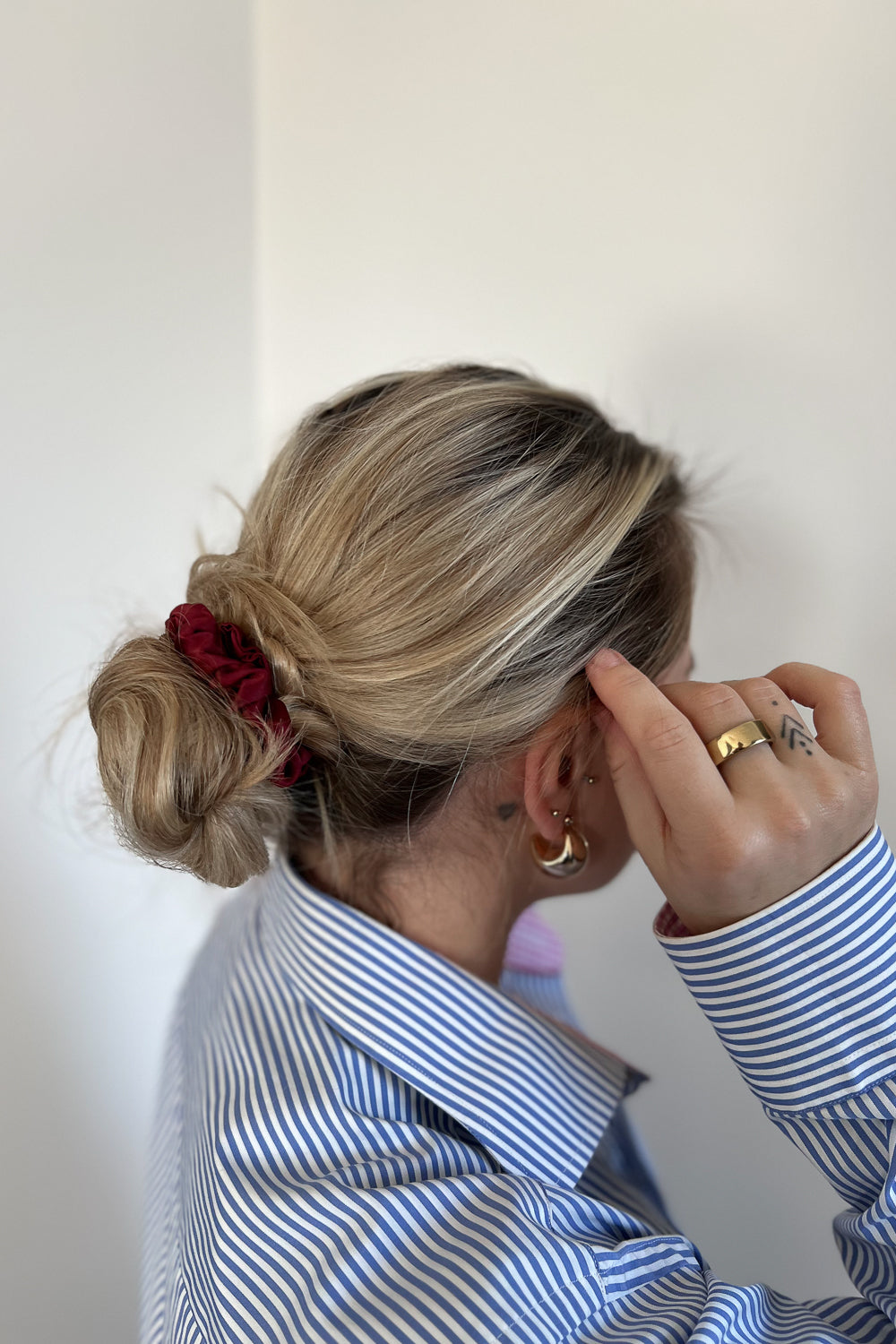 Natural silk scrunchie Royal Burgundy