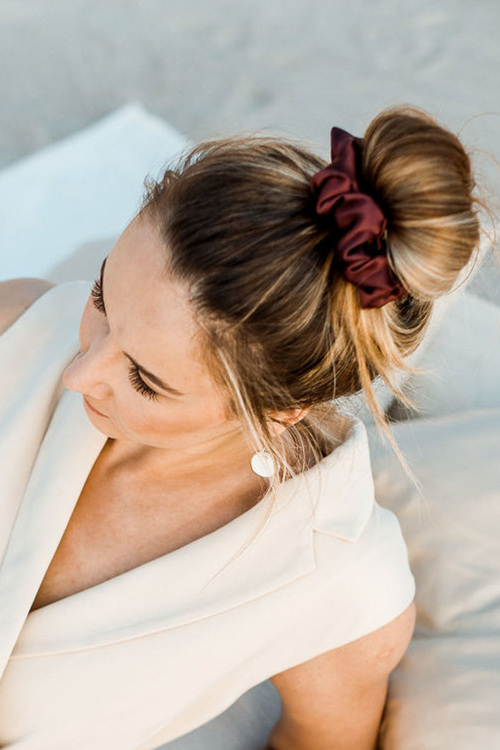 Natural silk scrunchie Royal Burgundy