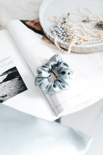 Load image into Gallery viewer, Natural silk scrunchie Misty Blue
