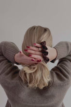 Load and play video in Gallery viewer, Natural silk scrunchie Chocolate Brown
