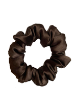 Load image into Gallery viewer, Natural silk scrunchie Chocolate Brown, M size
