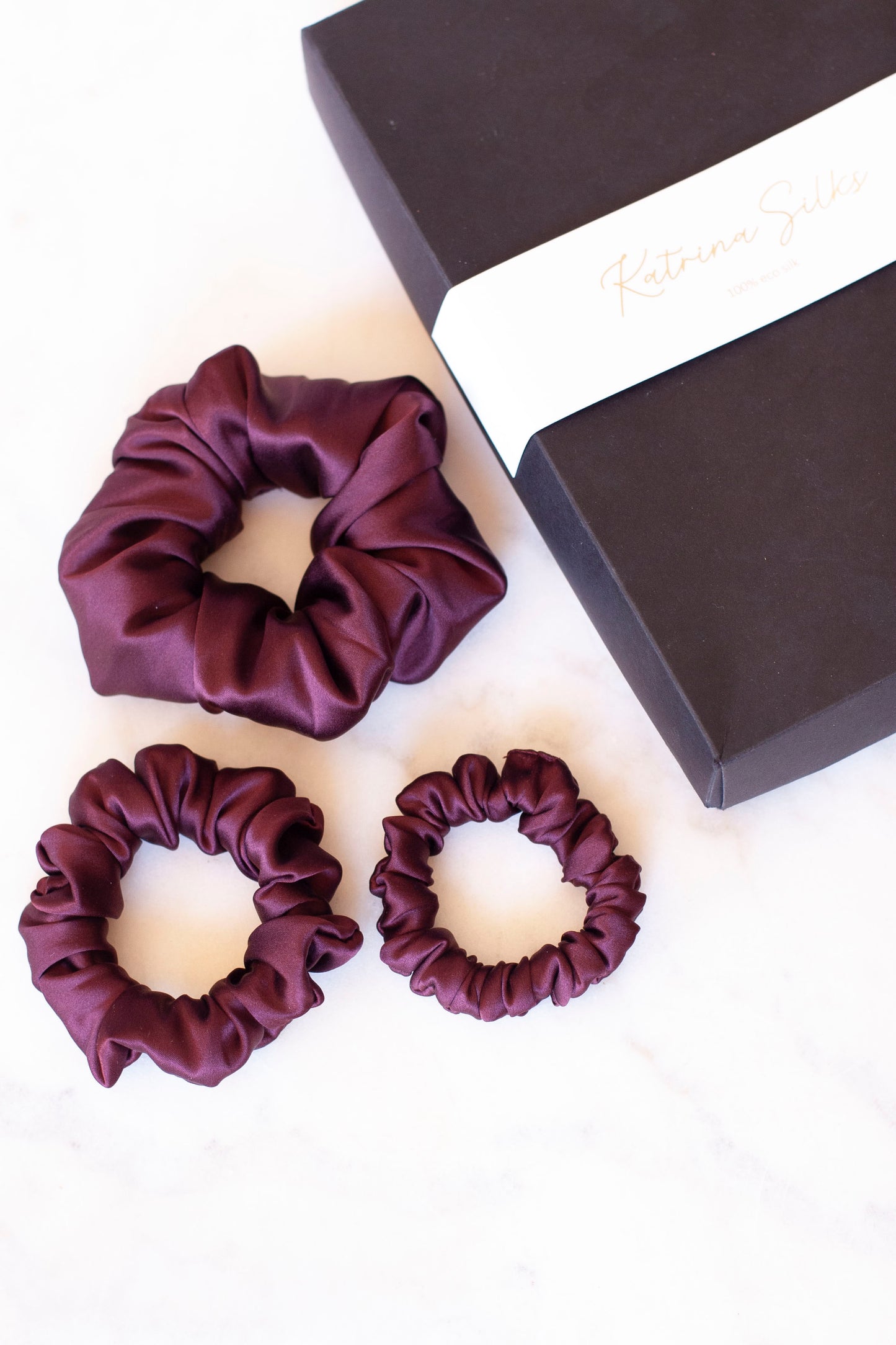 Natural silk scrunchie Royal Burgundy Scrunchie Katrina Silks   