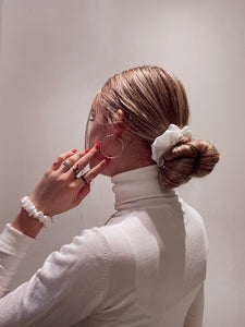Natural silk scrunchie White Pearl - sample sale Scrunchies Katrina Silks   