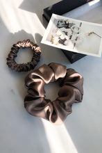 Load image into Gallery viewer, Sporty &amp; Chic - set of 2 scrunchies -  L &amp; S size Delicious Mocha  Katrina Silks   
