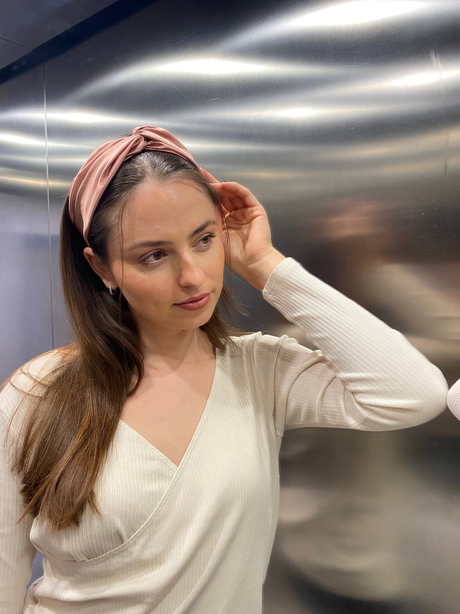 Natural silk Headband Powder Rose  Katrina Silks   