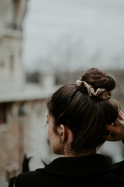 Natural silk scrunchie Porcelain Sand Scrunchies Katrina Silks   