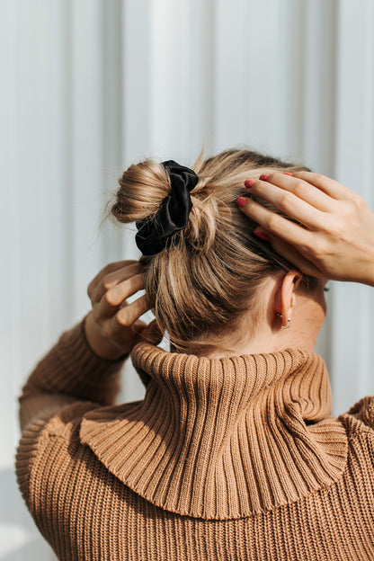 Natural silk scrunchie Black Night - sample sale  Katrina Silks   