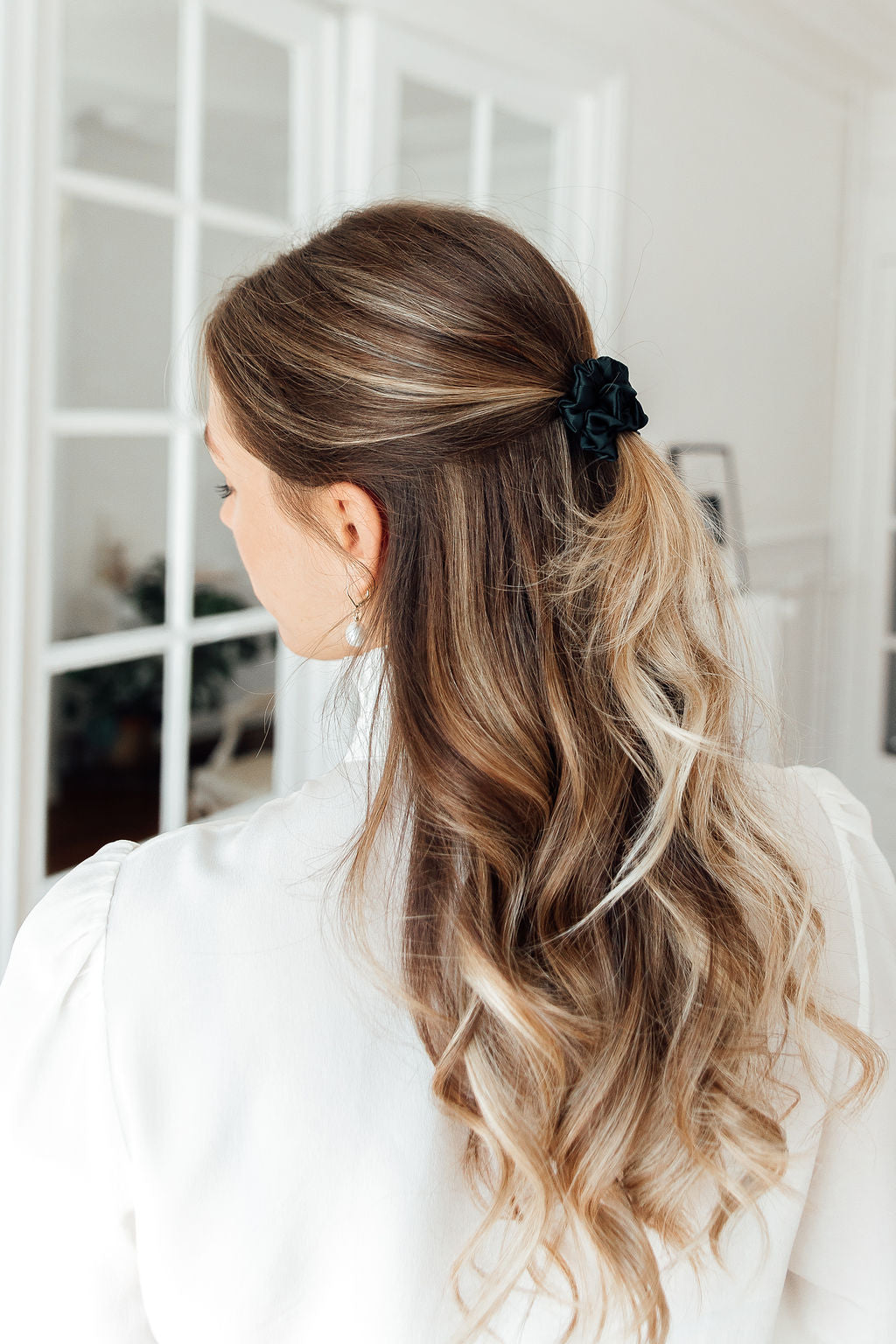 Natural silk scrunchie Eden Green  Katrina Silks   