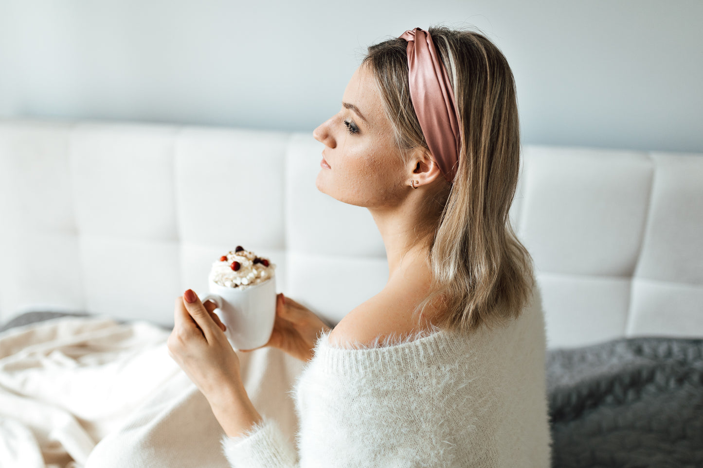 Natural silk Headband Powder Rose  Katrina Silks   