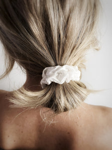 Natural silk scrunchie White Pearl Scrunchies Katrina Silks   