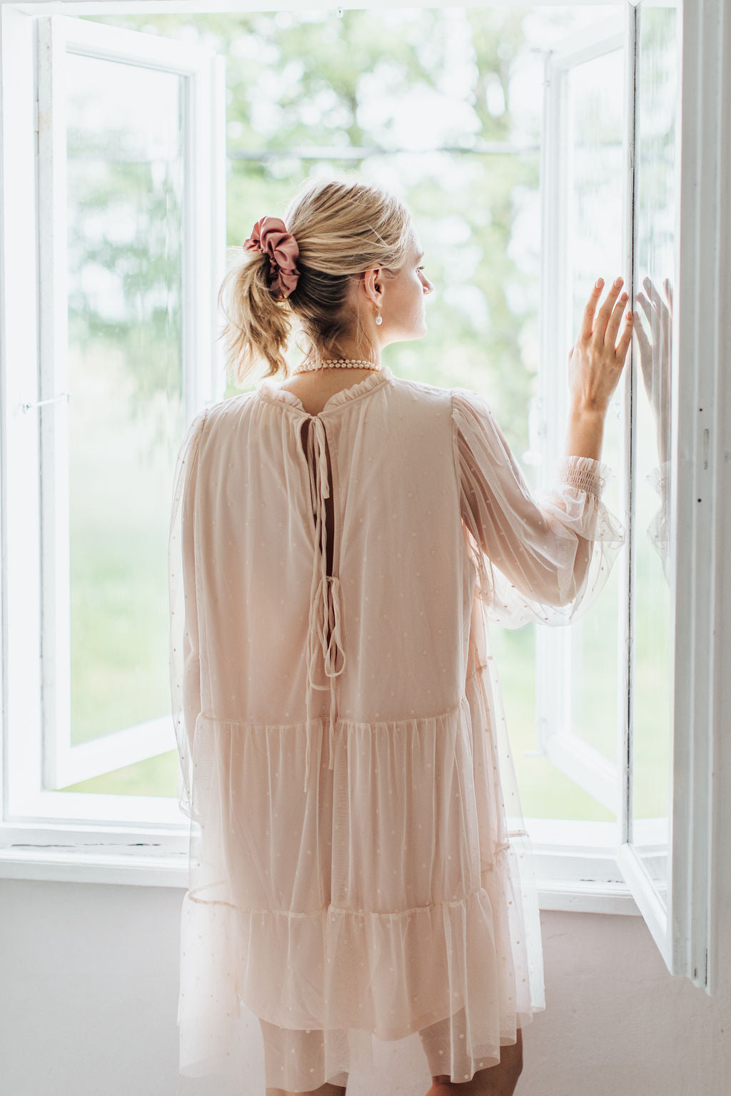 Natural silk scrunchie Powder Rose - sample sale Scrunchies Katrina Silks   