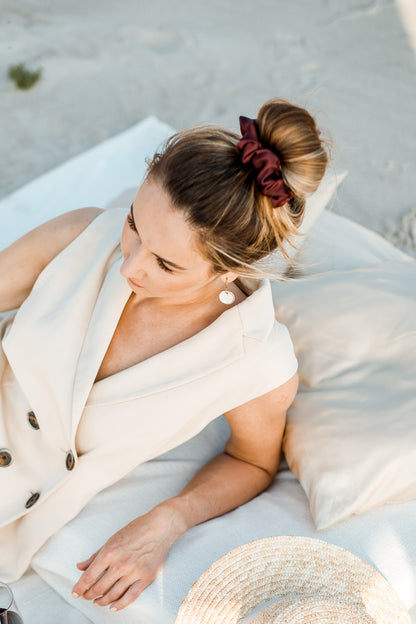 Natural silk scrunchie Royal Burgundy Scrunchie Katrina Silks   