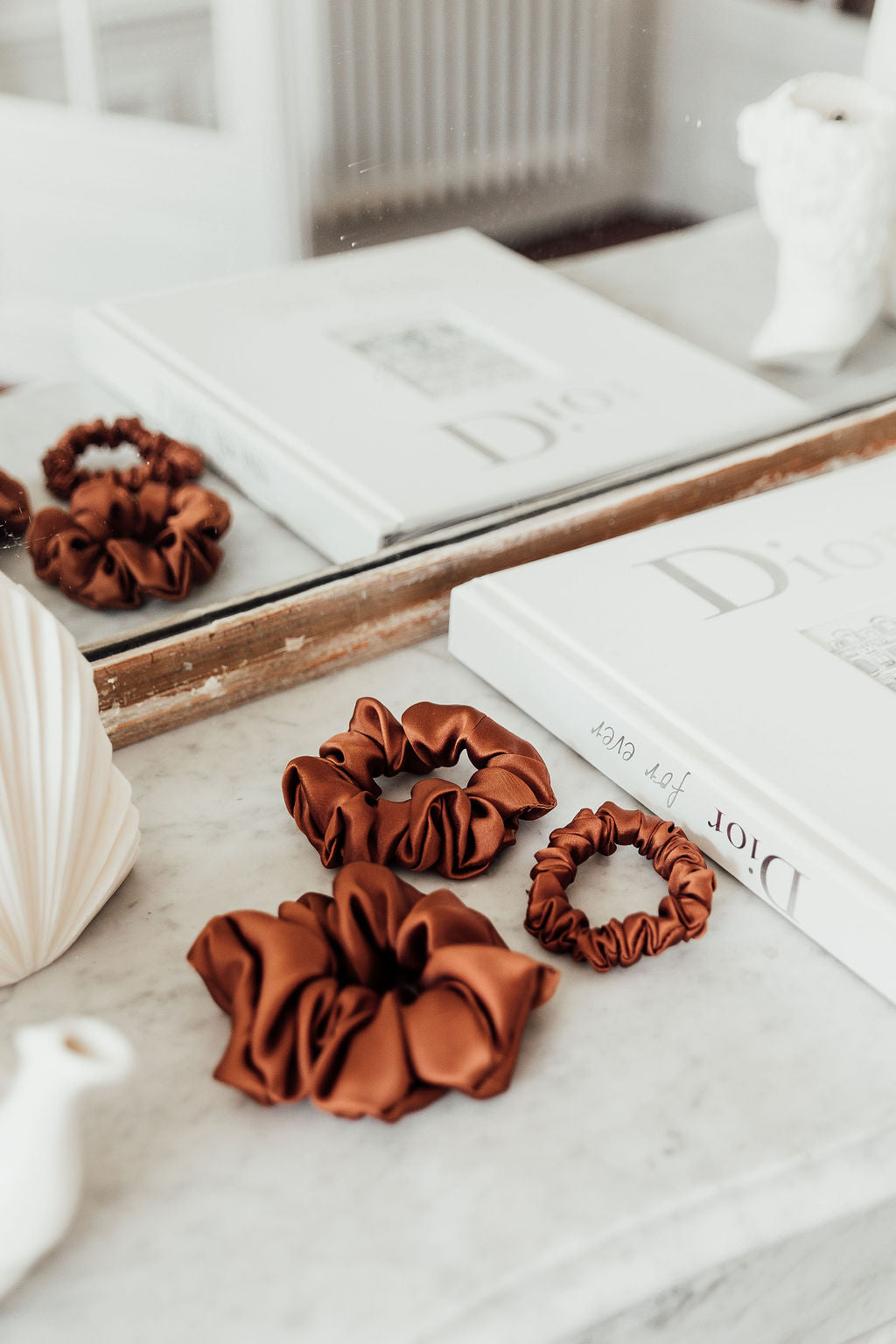 Set of 3 - natural silk scrunchie Cannelle Élégante  Katrina Silks   