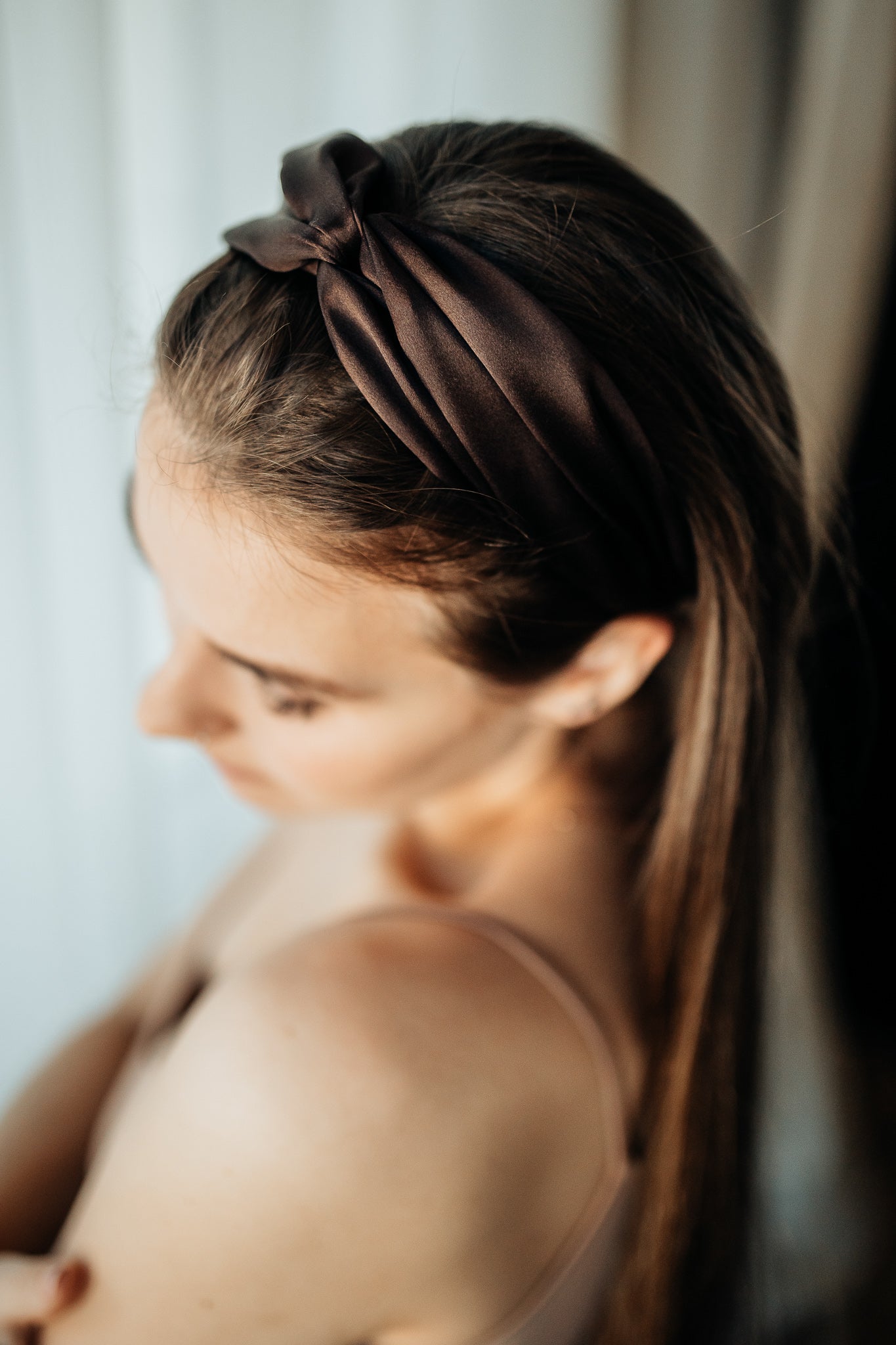 Natural silk Headband Chocolate Brown  Katrina Silks   