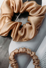 Load image into Gallery viewer, Sporty &amp; Chic - set of 2 scrunchies L &amp; S size Golden Palm  Katrina Silks   
